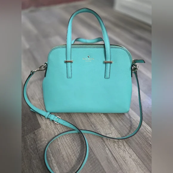 Kate Spade Mint Turquoise Bowler Satchel Crossbody Bag Y2K Classy Aqua Designer - Picture 1 of 13